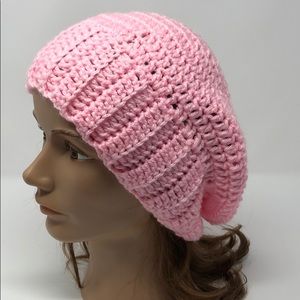 Winter slouchy beanie beanie pink adult or teen New hand crochet by me